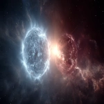 **A cinematic split-screen cosmic scene, left side: a neutron star glowing faintly blue-white with soft pulsar beams and a smooth dense texture, right side: a quark star, smaller, darker, mysterious with faint crystalline lattice glowing red and purple beneath a cracked surface, deep space background with sharp stars, clean framing, documentary realism, sharp focus, no clutter, highly detailed astrophysical realism, clear contrast between both stars, sharp focal point on the two stars, no extra distractions, 16:9 cinematic composition, professional space documentary thumbnail style. --ar 16:9 --v 7.0 --s 750** - Image #2 <@1347352121820844044>