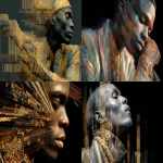 **Harlem Renaissance glitch vision: layered profile of a Black dancer, movements repeated in visual lag, gold flapper details distorted into binary waves, deep shadows striped with static bursts. Stylized noise, sculptural elegance warped, photoreal base glitch-washed --ar 3:2 --stylize 190 --v 7.0 --raw** - <@933216386669506640> (relaxed)
-# Create, explore, and organize on [midjourney.com](<https://midjourney.com/imagine?from_discord=1>)