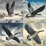 **barnacle goose in flight by Eric Ravilious --ar 5:4** - <@1015631618645438535> (fast)