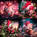 **anatomical heart with vines and small flower blooms intertwined with the veins coming from the heart --p f6gpn1a o4l8lp8 djcuvnt --ar 4:5** - <@948741381743083580> (relaxed)
-# Create, explore, and organize on [midjourney.com](<https://midjourney.com/imagine?from_discord=1>)