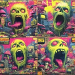 **early 2000s horror B-movie poster style UK bassline cover art, acid rave theme, dripping random objects with tongues out and sweat, chaotic mushrooms, exaggerated lighting, VHS grain, neon green and pink palette, hand-painted airbrush textures, campy sci-fi horror vibe, glowing outlines, dramatic composition, inspired by Phatworld, Mozey, Interplanetary Criminal, --ar 1:1 --v 7.0 --s 850 --q 2 --raw** - Variations (Strong) by <@289277077293760513> (fast)
-# Create, explore, and organize on [midjourney.com](<https://midjourney.com/imagine?from_discord=1>)