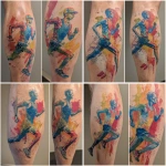 **tattoo design, for a male runner , water color** - Variations (Strong) by <@1004418809702142012> (fast)
