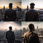 **a silhouette of a black brown skinned man in a fitted suit with a low haircut facing the city with his back turned --v 5.0** - <@1075106722093477959> (fast)
-# Create, explore, and organize on [midjourney.com](<https://midjourney.com/imagine?from_discord=1>)