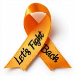 **An orange awareness ribbon with the text 'Let's Fight Back' written in black script font, looped in the classic awareness style, symbolizing strength, support, unity, and awareness, isolated on a white background. --raw --v 7.0** - Upscaled by <@924967683852746793> (relaxed)