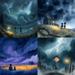 **night stormy sky children's book illustrations** - <@1039696658117705758> (fast, stealth)