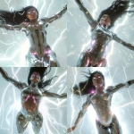 **<https://s.mj.run/YaQlSNDfcaA> a futuristic woman floating high in the air, full body visible from head to toe including stomach and thighs, seen from below as she ascends upward like a divine being, head tilted slightly up toward the light, wearing a sleek metallic chrome biomechanical bodysuit with visible joints, cables, and glowing circuits, elegant feminine curves, keeping the exact same human face, hair, and hairstyle as the reference image, eyes glowing pure white like laser light without pupils, surrounded by a storm of bright electric lightning bolts and radiant energy, pure white background glowing with divine light reflections, cinematic lighting, ultra realistic 8k, wide angle shot composition --cref <https://s.mj.run/YaQlSNDfcaA> --v 6.0 --iw 2 --cw 10 --raw** - Variations (Strong) by <@1277955868452851795> (fast)
-# Create, explore, and organize on [midjourney.com](<https://midjourney.com/imagine?from_discord=1>)