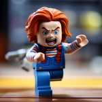 **Chucky the doll as a Lego mini figures leaping towards you --v 5.2** - Image #3 <@1083045241520668722>