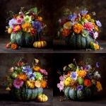 **photo professionnelle, photo promotionnelle, citrouilles fleuries, pour boutique de fleurs** - Variations (Strong) by <@864083879194525716> (fast)