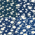 **a seamless pattern of white floral designs on a blue background, with a vintage feel inspired by the aesthetics and techniques of mid-20th-century textile printing, suitable for interior wallpaper or fabric design. the flowers should be stylized and delicate in pastel shades against a deep sky-blue backdrop, creating an elegant and timeless look that would fit well into various home interiors. --no 3d, photo, shadow --ar 2:3 --v 5.2** - <@1252239472981049410> (fast)