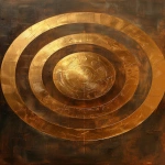 **oil painting of a concentric golden disk made of four stepped plates, layered circular geometry, luminous reflections, warm baroque light, subtle brush texture, divine artifact aesthetic viewed from above --ar 3:4 --v 6.0 --stylize 250 --raw** - Image #2 <@1337031420089995355>