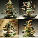 **a bonsai Christmas tree netsuke, made of translucent jade and granite with priceless gemstone ornaments, incredibly intricately detailed, realistic --no frost --ar 4:7 --seed 3524799916 --style raw --p j71c6gx --stylize 35** - <@682059907310157871> (fast)