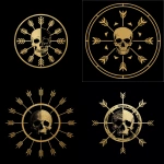 **Logo. A gold circle with eight golden arrows coming out of it evenly spread. Inside the circle is a skull, the left half white the right half black** - <@405453485467893790> (fast)
-# Create, explore, and organize on [midjourney.com](<https://midjourney.com/imagine?from_discord=1>)