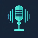 **Icon-only logo mark for an AI that visualizes sound. Centered microphone icon in simple front view with a short stand. Behind or around the microphone, 3-5 vertical rounded bars of different heights arranged like an audio equalizer or spectrogram, forming a square-ish composition. Flat vector style, dark navy and light cyan color scheme, very clean Japanese tech design. No gradients, no 3D, no shadows, light background. Do not draw any text, letters, numbers, words, or monogram elements; this must be a purely pictorial symbol with a microphone and abstract bars. --v 6.0** - Image #3 <@799616109191757844>