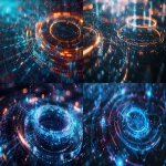 **3D holographic structure of digital account, abstract transparent rings and floating segments, futuristic interface metaphor without UI, glowing particles, layered depth, fintech ecosystem visualized, minimal but high-tech, soft shadows, 16:9, 4k --ar 16:9 --v 6.0 --raw** - <@1321055388543483937> (fast)