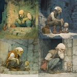 **a wrinkled, very old and grotesquely ugly man with a large child-like head, lives in a ruin and guards a treasure, simple, muted colors, reinhardt michl, --v 7.0** - <@572882080099467274> (fast)
-# Create, explore, and organize on [midjourney.com](<https://midjourney.com/imagine?from_discord=1>)