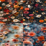 **Little white ghosts, floral-patterned, atop milk and honey, hyperrealistic, beautiful, colorful flowers. --ar 4:7 --tile --v 6.0 --s 250** - <@756269320539209761> (fast)