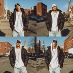 **A handsome fit white Italian man wearing a crisp white t-shirt ' ripped light blue slim jeans, air Jordan 1'Sa gold cross Chain, a backwards Mets hat and a black puffer jacket. The man is about 19 years old with tan skin and dark brown hair. He should be standing on a street In queens.** - Variations (Strong) by <@925555162267922472> (fast)