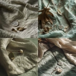 **A soft, modern editorial product photograph of a handcrafted sterling silver pendant with carved sigil symbols, gently placed on a pale, smoke-green textured cotton paper. The silver is softly oxidized with matte texture, photographed in natural indirect light from a side window. No harsh shadows only soft gradients of light and calm atmosphere. A single dried petal or pressed leaf rests nearby. Color palette: pale sage, soft ash, moon silver, fog white. Overall mood is spiritual minimalism with gentle luminosity --v 6.0** - <@1214240647834509406> (relaxed)