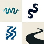 **simple, flat vector logo silhouette of river currents, simple and minimalistic --ar 2:1** - <@696956474584334417> (fast)