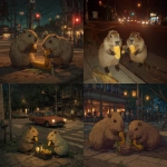 **Topogigio and capybara eating tenebrously bad and gross corn on the cob at a busy intersection during bohemian night out, no matter, bro got the munchies --raw --p 9ss3njw** - <@538878031226470440> (relaxed)
