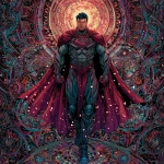 **comic book art / bold lines / full body portrait / of a rugged masculine male obsidian knight / swirling luminous particles / copious intricate multilayered details / background depicts dark complex kaleidoscopic patterns / full length view / paranormal / supernatural** - Image #3 <@1080572898269466724>