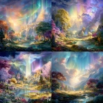 **A breathtaking fantasy world filled with radiant light and vibrant colors, where heaven and earth meet in harmony. Humans and animals live together in perfect unity, walking side by side in peace. Glowing landscapes of golden meadows, crystal-clear rivers, and flowering trees shimmer under a sky painted with auroras and soft sunlight. Ethereal beams of divine light cascade from the heavens, illuminating the scene with a sense of serenity, love, and connection to God. The atmosphere feels sacred, joyful, and timeless, radiating peace, hope, and togetherness. --v 7.0** - <@790739750008127498> (fast)