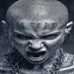 **orc woman, fangs, in the heavy hard rain, tempest, lightining, incandescent katana, tattooed head, super vitreous blank white eyes like empty blind eyes, editorial illustration of a young cyberpunk Asian girl warrior, punk hair cut half bald, from the underground cluber Tokyo drift club subculture, dendrokinetic Gang tattoo, blurred makeup, angry, kanji, --ar 3:5 --raw --p f6gpn1a sw3hfp8 r1wtmgi --stylize 750 --v 7.0** - Image #2 <@1054482006731395092>