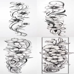 **Black-and-white line art of a vertical bookmark filled with repeating floral motifs and leaves, symmetrical and refined, centred, uncropped, thin bold outlines, simple shapes, isolated white background, no colours, no shading, no grayscale --no colour --ar 1:3 --v 5.2** - <@1327677480533757952> (relaxed)
