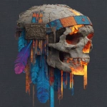 **patchwork telomere native American skull neon glowing ember charcoal burnt --s 250 --v 7.0 --ar 3:4** - Image #1 <@974789918188535848>