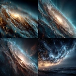 **Ultra-wide cinematic shot of the observable universe visualized as countless galaxies floating, beneath them a faint transparent shimmering foundation of glowing blue-white vacuum energy, elegant minimalist style, crisp clean details, high-resolution astrophotography feel, one central focal glow beneath the galaxy clusters, uncluttered but majestic, scientific visualization aesthetic. --ar 16:9 --v 7.0 --s 750** - <@1347352121820844044> (relaxed)