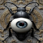 **insect doll locust roach hive, egg nest alien crawling on a black glitch scanline distortion fire, eyes burning, white pupil with red center, roasting on the beach, dusk cinematic --ar 2:3 --s 666 --p ajjw9qi --sref 4240880785 2348464004 <https://s.mj.run/8BMbIED5OrQ> --v 7.0** - Image #3 <@788265797444173834>