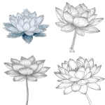 **lotus flower with layered petals rimmed in ice crystals for coloring book with crisp line and white background --ar 17:22** - <@1117434682276057091> (relaxed)