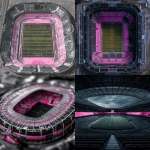 **Real photo, football stadium in black and pink colors, Euro-Booster written on it, maximum detail** - <@1154524536960725013> (fast)