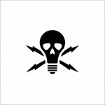 **a simple illustration logo of a skull and cross bones where the skull is a lightbulb and the crossbones are thin symmetrical lightning bolt symbols --v 7.0** - Image #3 <@340952336275079170>