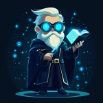 **Futuristic legal wizard mascot, glowing blue eyes, wearing a judge robe mixed with a wizard cloak, holding a digital scroll and a smartphone, cartoonish but clean, high-tech magical vibe, flat design - vector art --s 250** - Image #3 <@844314166369583134>