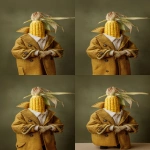 **An corn cob was wearing a stylish khaki coat over a white t-shirt --ar 9:16** - Zoom Out by <@1136547221920296960> (fast)