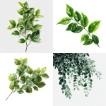 **green leaves branch cluster , white background** - <@813303729926570016> (fast)