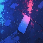 **comic book Cel-shaded anime style with bold clean linework, a glowing phone lying on wet asphalt at night, faint neon reflections in puddles, unread messages lighting up the screen, raindrops and streetlight shimmer, cinematic moody framing, black and blue color palette with subtle pink highlights --niji 6 --ar 16:9** - Image #4 <@257221362568003584>