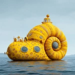 **a yellow navy ammonite amanita submarine down the sea --v 7.0 --raw** - Image #1 <@1071135204846096475>