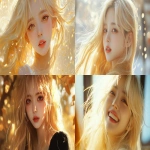 **Blond hair korean young women, gold, happy, pretty, cute --v 6.1 --ar 16:9** - <@1136199270224117860> (fast)