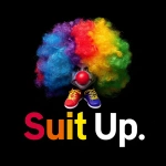 **a logo of a rainbow clown wig and clown shoes saying "Suit Up" on a black background --s 50** - Image #3 <@441294708036206603>