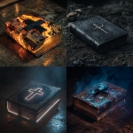 **glowing bible with a painted black cross. Dark jelly roll album art vibes** - <@801150928811065344> (fast)
-# Create, explore, and organize on [midjourney.com](<https://midjourney.com/imagine?from_discord=1>)