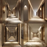 **A luxurious hotel corridor bright tones of beige showing the doors design, the room numbers design nice subtle lighting and indirect light with a carpet either plsin or minimalistically designed ; the whole mood to be very minimalistic and contemporary, you can use dome metal perforated screens or eibbed eood cladding in one of your options** - <@1140648887623876708> (fast)
-# Create, explore, and organize on [midjourney.com](<https://midjourney.com/imagine?from_discord=1>)