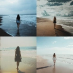 **a photo on a beach of a girl walking away from the camera --v 6.1 --s 50** - <@699706172105556009> (fast)