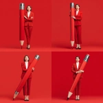 **a female office manager holding a giant red pen** - Variations (Strong) by <@1161376171972382821> (fast)