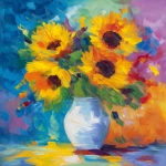 **paint impressionist with oil color and big brush strokes a vase with full of big sunflowers , light abstract back ground --v 7.0** - Upscaled by <@1133089372963602452> (fast)