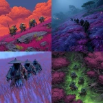 **The crew is fighting into the lavender dunjeon --chaos 30 --ar 5:6 --raw --stylize 500 --v 7.0** - <@161240424890105856> (relaxed)