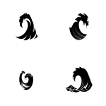 **simple, flat vector logo depicting the silhouette of an ocean wave, in black on a white background, using simple shapes and lines. --ar 3:2** - <@696956474584334417> (fast)