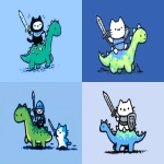 **cute medieval cat rides a diplodocus into battle --ar 3:2 --sref 2854935263 --profile u22owga ne2iv4e** - <@937851746712186921> (relaxed)