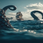 **kraken attacking a sailboat in the sea with tentacles, hdr, low angle view --ar 4:7 --v 7.0** - Upscaled by <@585362301041770519> (fast)